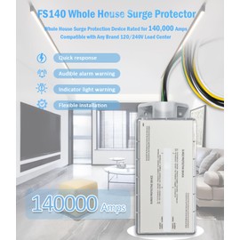 FS140 Whole House Surge Protector, Surge Protection Device Rated for 140,000 Amps, Compatible with Any Brand 120/240V Load Center