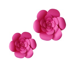 2pcs Party Paper Flower Wedding Flower Backdrop Decorations DIY Handcrafted Flower for Wedding Backdrop Nursery Wall Decoration (12in+16in-Flower2, Rose Red)