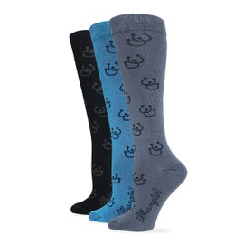 Wrangler Ladies Rayon Horse Shoe Pattern Knee High Boot Socks 3 Pair Pack (Black/Teal/Grey, Women's Shoe Size 6-9 - Sock Size Medium)