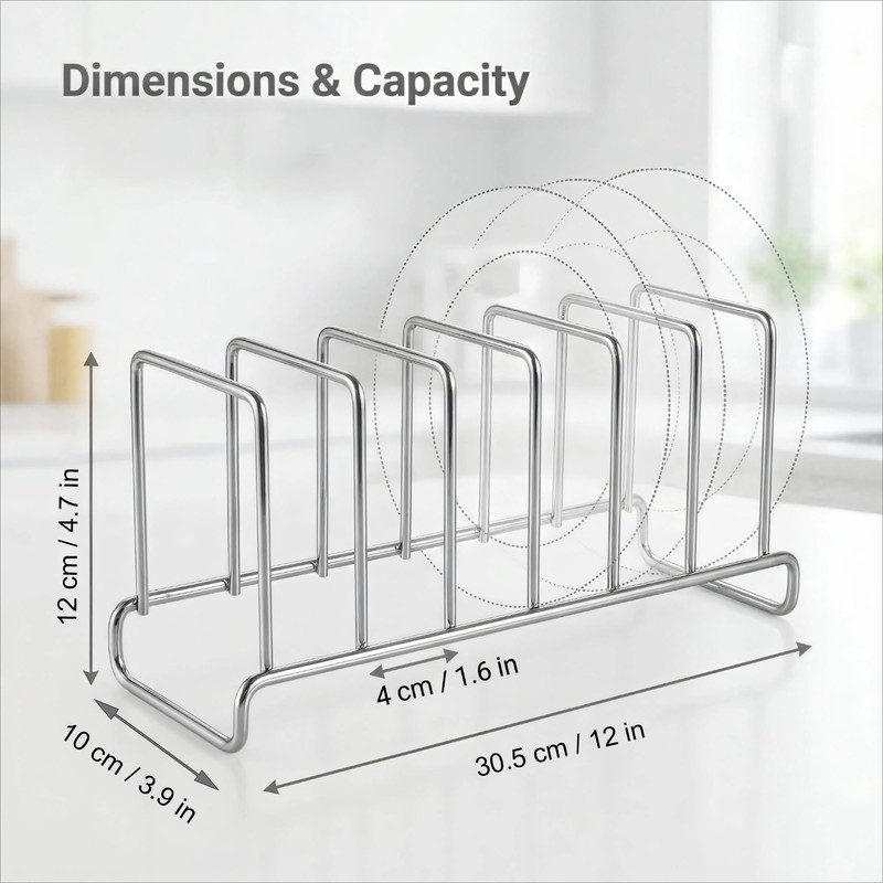 IMEEA Plate Rack 304 Stainless Steel Countertop Dish Holder for