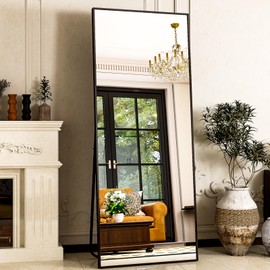 Easly Full Length Mirror 64"x21" Black, Rectangle Wall-Mounted or Standing Full Body Mirror for Bedroom, Living Room, Dressing Floor Mirror