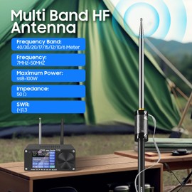 PAC-12 HF Antenna for Ham Radio with Slide Regulator, 7mhz-50mhz Full Band Shortwave Radio Antennas, JPC 12 Portable Antenna Kit 8 Bands for Outdoor