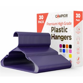 Purple Plastic Hangers 30 Pack– Heavy-Duty Plastic Hangers Slim and Space-Saving Hangers, Durable and Lightweight Hangers with Non-Slip Shoulder Notches for Slip Dresses, Suits, Jackets & Camisoles