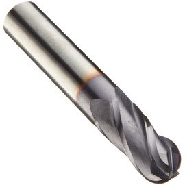 Niagara Cutter 17000702 Carbide Ball Nose End Mill, Metric, AlTiN Finish, Roughing and Finishing Cut, 30 Degree Helix, 4 Flutes, 51mm Overall Length, 4mm Cutting Diameter, 4.000mm Shank Diameter