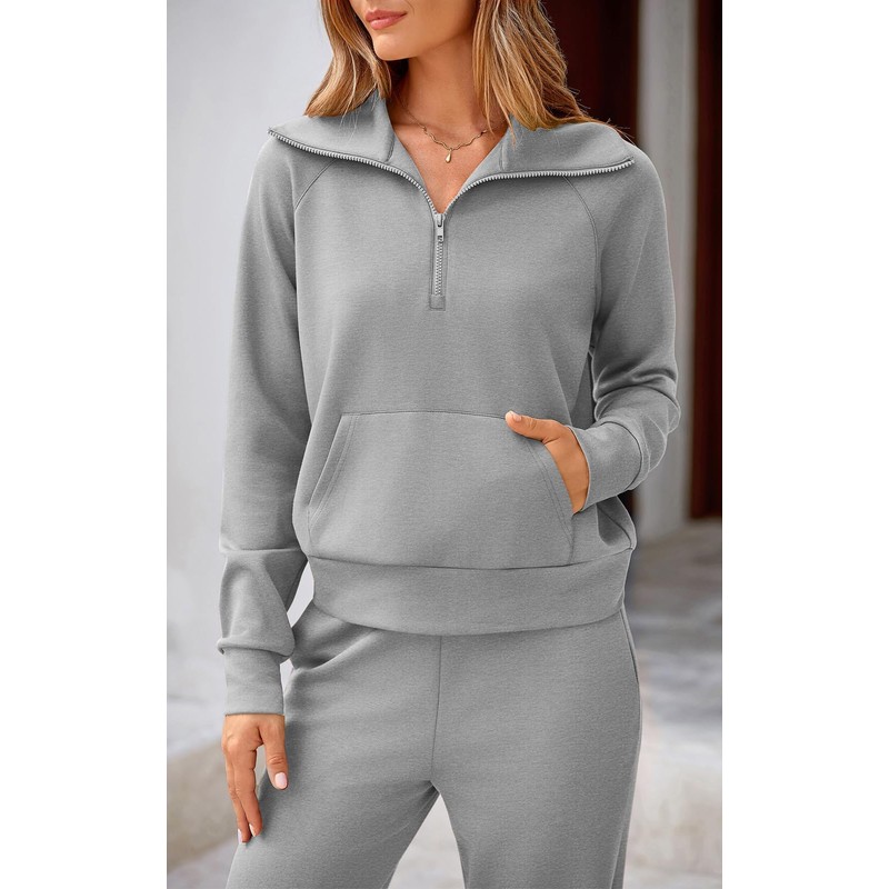 Potany Women 2 Piece Half Zip Sweatsuit Fall Outfits 2024