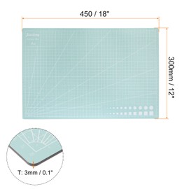 sourcing map A3 Self-Healing Cutting Mat 18"x12" Double-Sided Craft Cutting Board for DIY Art Work Sewing Cutting, Light Green