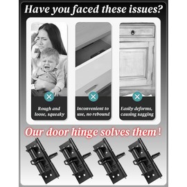 4 Pack Door Hinges Matte Black, Manganese Steel, 4 Inch Self Closing Heavy Duty Spring Hinge for Door Garage Gate Hardware Controls with Mounting Screws, 90 Degree Positioning