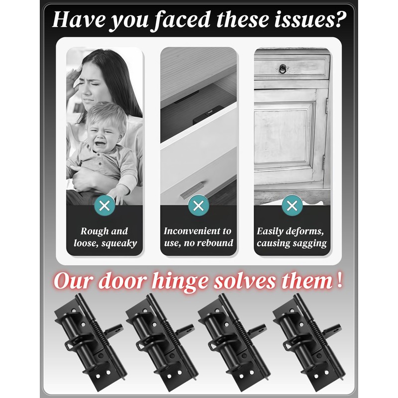 4 Pack Door Hinges Matte Black, Manganese Steel, 4 Inch