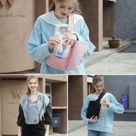 MYHOZEE 2 in 1 Mini Diaper Bag Crossbody Sling Bags for Women Men Backpack Purse with Wipes Pouch and Water Bottle Pocket Travel Cross Body Bag for Woman Front Chest Shoulder Bags Nylon Love-Checked