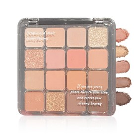 Brown Nude Pink Eyeshadow Palette, 16 Colors Glitter Matte Eye Shadow Pallets for Women, Highly Pigmented Warm Colour Eye Makeup Palette, Long Lasting Blendable Neutral Eyeshadow Gift