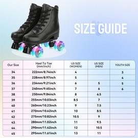XUDREZ Roller Skate Shoes for Women Men PU Leather High-top Double-Row Roller Skates for Beginner, Professional Indoor Outdoor Roller Skates with Shoes Bag (Flash Wheel,42)