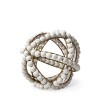 Homeroots 9" White Wooden Bead And Gold Orb Sculpture