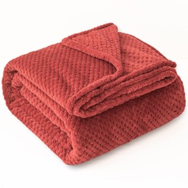 GLS Home Luxury Throw Blanket Double Size Waffle Honey Comb Throw Blanket Super Soft Lightweight Warm Cosy Fleece Throws for Couch Bedspread Travel Sofa Throw Blanket (Red, Double - 150x200cm)
