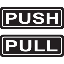 PUSH PULL Door Sign 2"x6" Sticker Decal Vinyl Business Store Shop made and sold by ZapZap Stickers