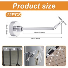 lasuroa 12pcs Magnetic Hooks, 2.8in Strong Magnetic Cruise Hangers Hold Up to 1.1lb Heavy Duty Wall Hooks for Hanging Wall Refrigerator Garage Kitchen (Silver)