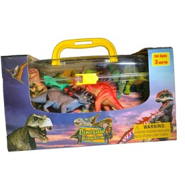 Dinosaur 12 Pieces Dinosaur Animal Play-set STEM Education Toy w/ Storage Case for Kids