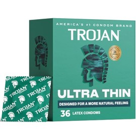 TROJAN Preservativos ultrafinos para sensibilidad, preservativos TROJAN lubricados para hombres, paquete de 36 unidades