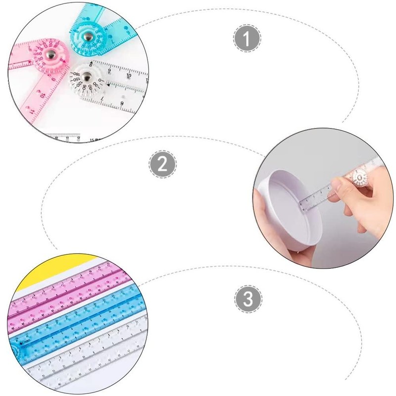 4 Pcs Folding Ruler for School, 30cm Clear Rulers Stationery