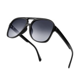 FEISEDY Vintage 70s 80s Sunglasses Men Women Fashion Retro Glasses with UV400 Protection Lightweight Frame B2751, Grey lens and black frame with colour gradient