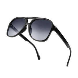 FEISEDY Vintage 70s 80s Sunglasses Men Women Fashion Retro Glasses with UV400 Protection Lightweight Frame B2751, Grey lens and black frame with colour gradient