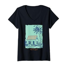 Womens Dubai UAE Souvenir Vintage Arabian Gulf Art V-Neck T-Shirt