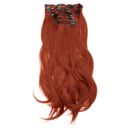 Love Hair Extensions Thermofibre Silky Straight 10 Piece Full Head Set 18-inch Rich Copper