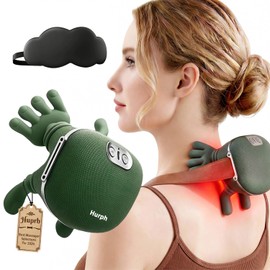 Huprh Neck Massager with Heat, 2026 New Electric Shiatsu Neck and Back Massager, Deep Tissue with Heating and Traction Function, Rechargeable USB-C, Real Hands Massage for Back, Shoulder