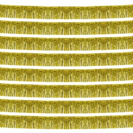 sourcing map Foil Fringe Garland 10Ft Gold Metallic Tinsel Streamers for Christmas New Year Birthday Party 12 Pcs