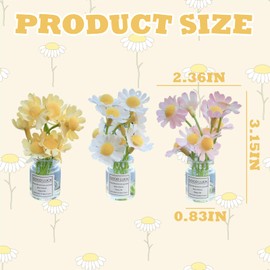 Ethlomoer 3PCS Cute Car Decor - Daisy Dashboard Figurines & Idols, Pink White Yellow - Girly Car Accessories for Women, Interior Accessories, Car Decor for Women