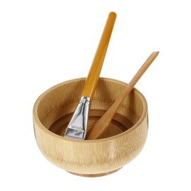 MERRYHAPY Diy Mask Bowl Set 3pc Wooden Facial Mask Mixing Bowl Brush Kit Safe Reusable for Beauty Salons