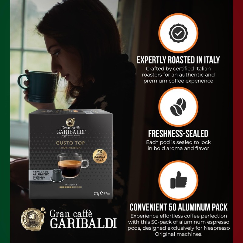 Gran Caffè Garibaldi Espresso Pods, Italian Roasted Compatible Nespresso Original