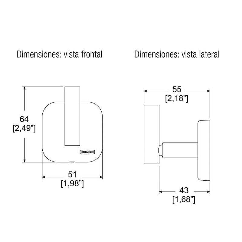 Gancho Sencillo Marca Helvex Modelo Pia 106 Acabado Cromo