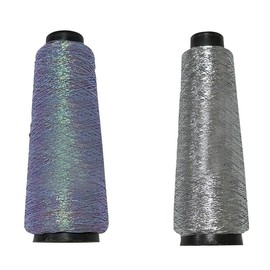 2Roll Metallic Crochet Thread Rose Iridescent Purple and Sliver,Glitter Metallic Yarn,Shinny Knitting Thread String