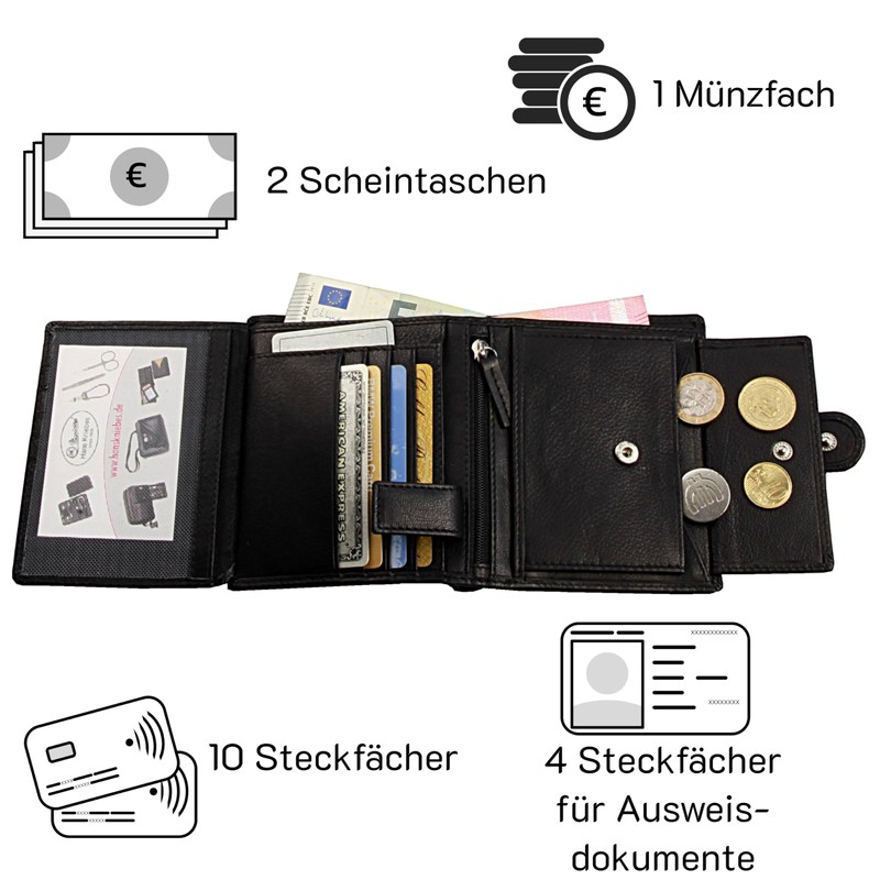 Hans Kniebes Men's Leather Wallet with Latch in Portrait Format