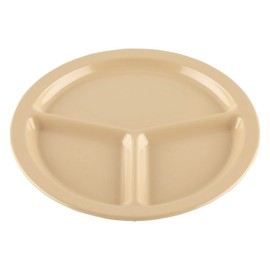 GET CP-533-T Melamine 3-Compartment Divided Plates, 10", Tan (Set of 12)