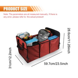 UHANBUT Car Trunk Organizer, Oxford Fabric Waterproof & Anti-Slip Vehicle Storage Box with Leak Proof & Insulated Cooler Bag, Large Capacity Foldable Auto Storage Box for Car, SUV, Truck (Red)