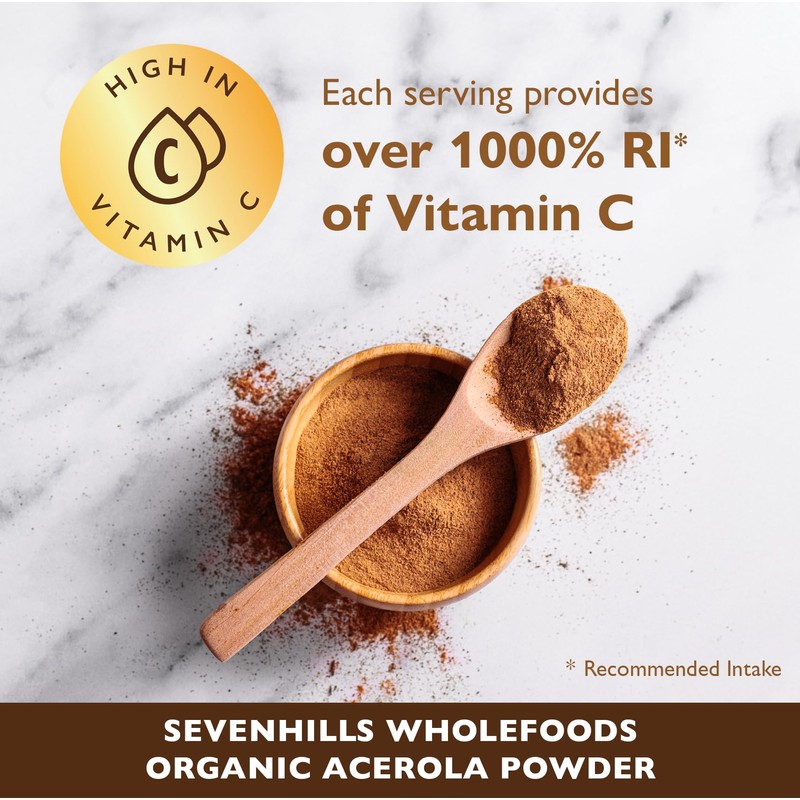 Sevenhills Wholefoods Organic Raw Acerola Powder 200g, Natural Vitamin C