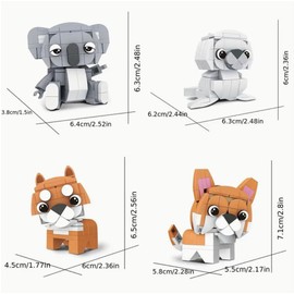 Koala, Sea Lion, Flamingo, Cow, Penguin, Owl, Corgi, Shiba Inu Brick Set 8pcs Animal Building Blocks Set, Animal Model