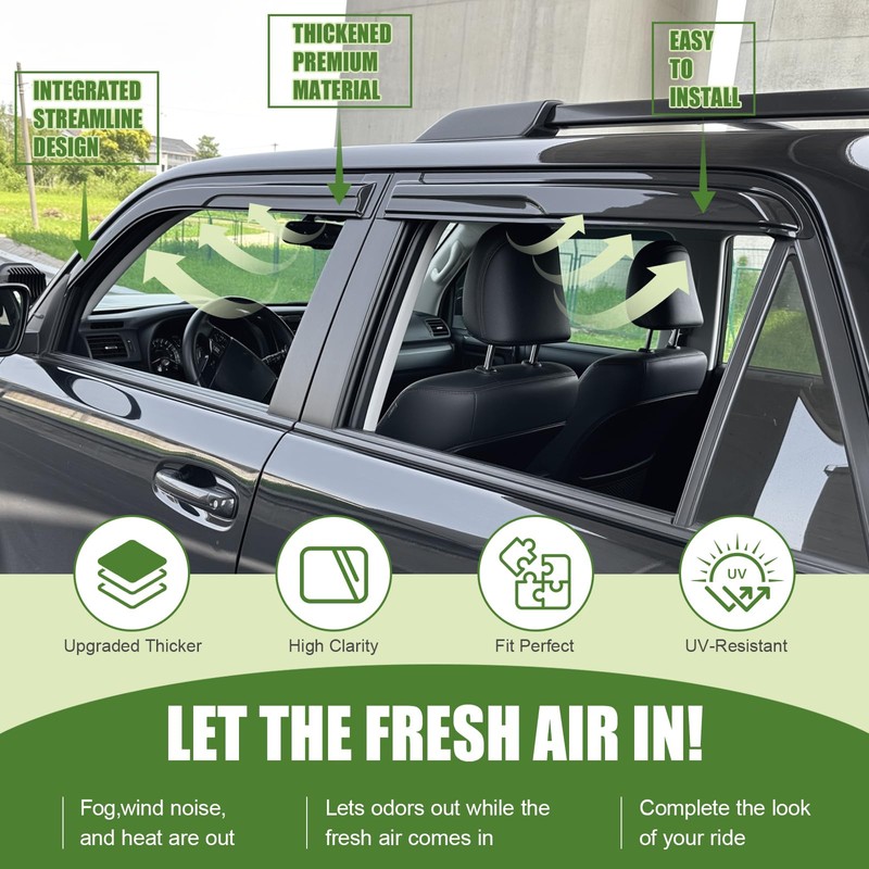 Qyebbk Window Visors Rain Guards for 2010-2022 Toyota 4Runner, Side