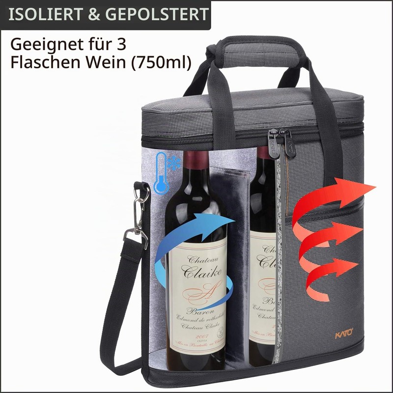 Kato Tirrinia Insulated Wine Bag - 3 Bottles Wine Bag