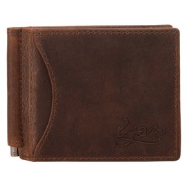 X-ZONE Genuine Leather Men's Slim Design Money Clip Wallet Flat Wallet with Card Slots Minimalist Wallet 020088, Cognac