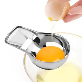 Egg Yolk Separator, Raw Egg Stainless Steel Divider Yolk White Screening Gadget with Slot Home Kitchen Tool Accessories for Dessert Baking Cooking (Silver)