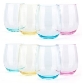 KX-WARE Unbreakable 18-ounce Acrylic Stemless Wine Glasses, Set of 8 Multicolor