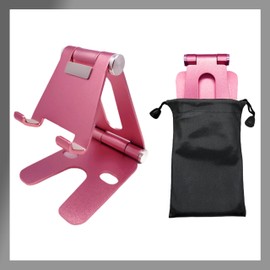 Pokanic Fully Foldable Multi-Angle Aluminum Phone & Tablet Stand - Adjustable Dock Holder for Desk, Bed, Office, School, Kitchen, Travel - Portable Charger Station Organizer (Rose Gold, Foldable)