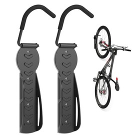 suptek 2 Packs of Vertical Bike Rack Wall Mount - Heavy Duty Garage Bike Hanger for Indoor Storage, Easy to Hang and Detach, Supports Up to 132 lb, BYPA01-2