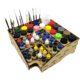 HobbyHold Square 3-Tier Paint and Brush Holder - Model Building Organiser - Modular Organiser for Model Making - Paint Rack for Paints, Brushes - Tool and Paint Holder - Model Making Accessories