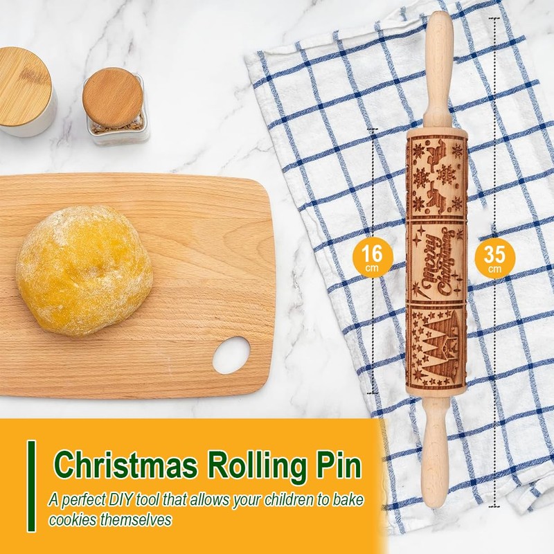 Christmas Rolling Pin, Christmas Rolling Pin, DIY Embossing Rolling Pin,