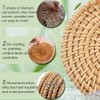 Rattan Coasters Set of 6pcs Handmade Woven Cup Coasters with