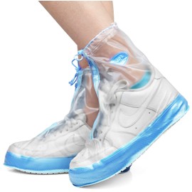 Fundas para zapatos de lluvia | Fundas impermeables para zapatos para hombres y mujeres, superzapatos reutilizables (transparente/azul, mediano)