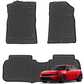 Fullux Floor Mats, Car Mats Compatible with 2022-2024 Honda Civic All Weather Floor Mat, Waterproof Floor Liner, Front Rear Row Full Set Automotive Floor Mats, for Cars Black